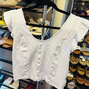 Free People White Fitted Tee